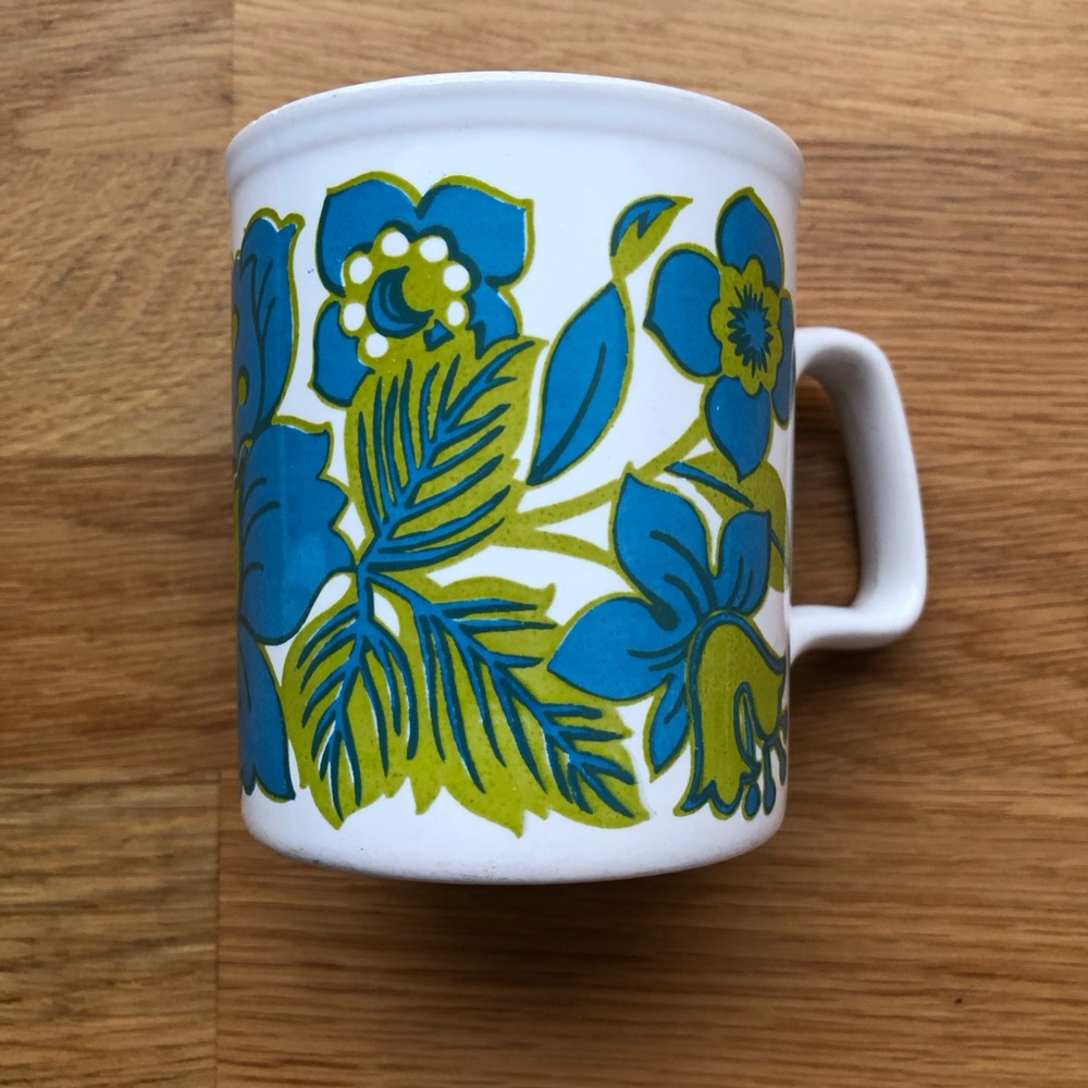Vintage Staffordshire Potteries Ironstone Mug Mid-Century Modern Floral
